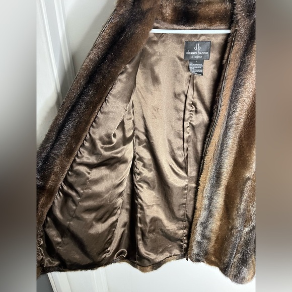 Dennis Basso Studio Brown Faux Fur Coat - Picture 5 of 10